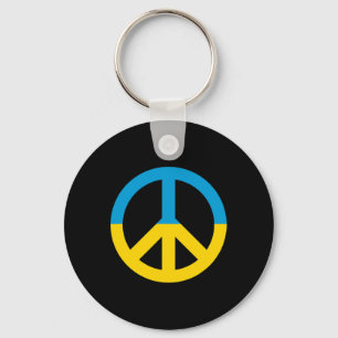 Ukraine Flag Peace Sign Keychain