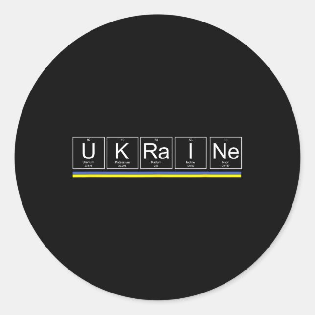 Ukraine Flag Periodic Table Elements Ukrainian Sup Classic Round Sticker (Front)