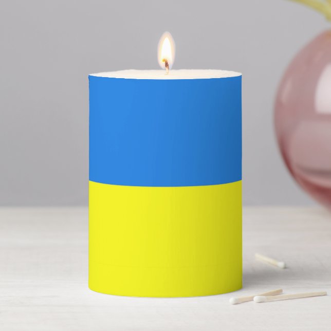 Ukraine Flag Pillar Candle (In Situ)