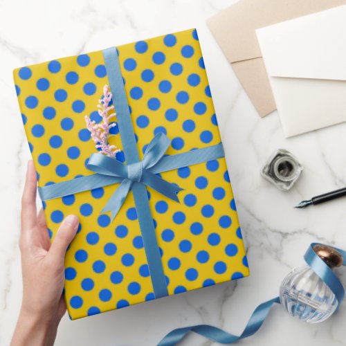 Ukraine Flag Polka Dots Blue And Yellow Gift Wrapping Paper