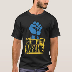 Ukraine Flag Raised Fist Blue Yellow T-Shirt