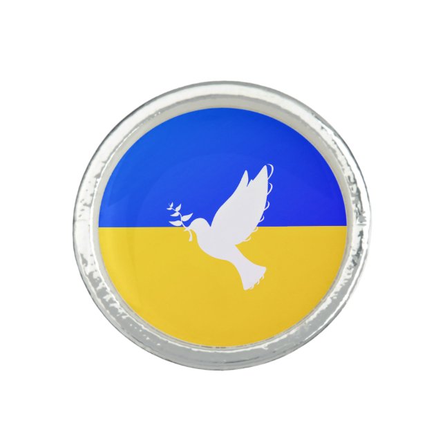 Ukraine Flag Ring Dove of Peace - Freedom (Front)