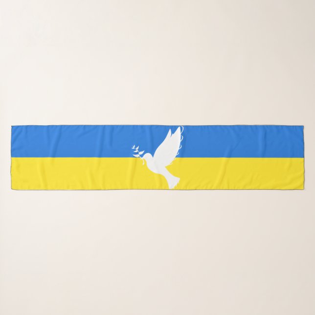 Ukraine Flag Scarf Peace Dove Support Freedom (Front (Horizontal))