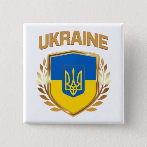 Ukraine Flag Shield  Emblem Button
