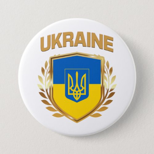 Ukraine Flag Shield  Emblem Button