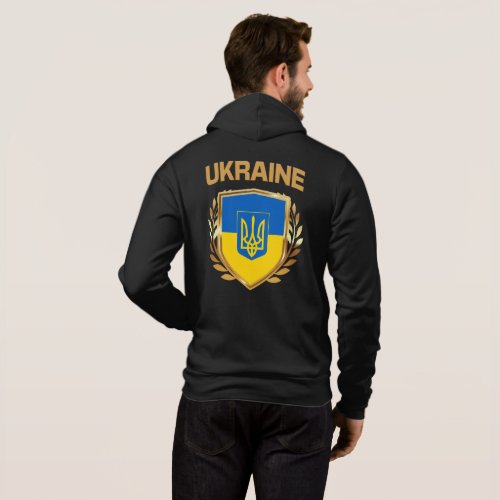 Ukraine Flag Shield  Emblem Hoodie