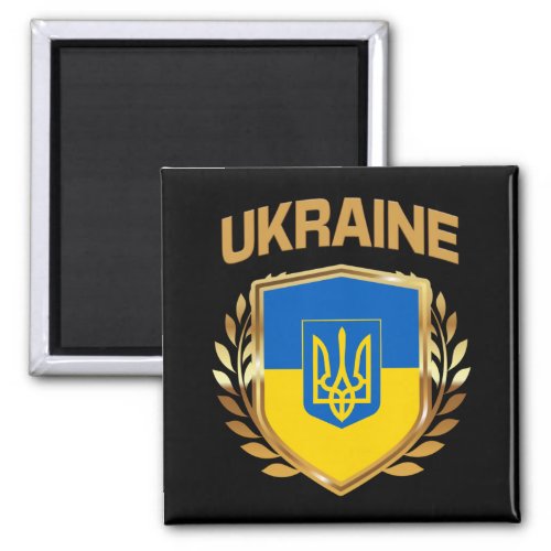 Ukraine Flag Shield  Emblem Magnet