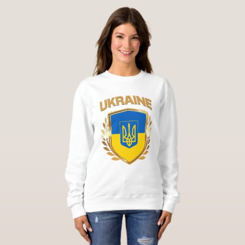 Ukraine Flag Shield  Emblem Sweatshirt