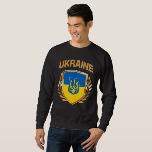 Ukraine Flag Shield  Emblem Sweatshirt