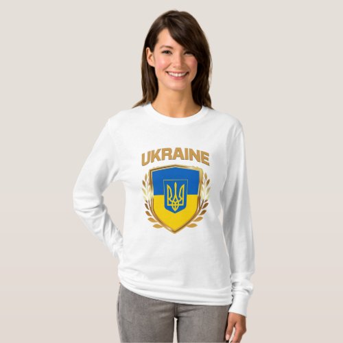 Ukraine Flag Shield  Emblem T_Shirt