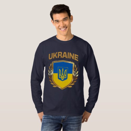 Ukraine Flag Shield  Emblem T_Shirt