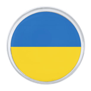 Ukraine flag silver finish lapel pin