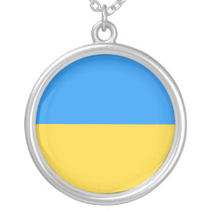 Ukraine flag silver plated necklace