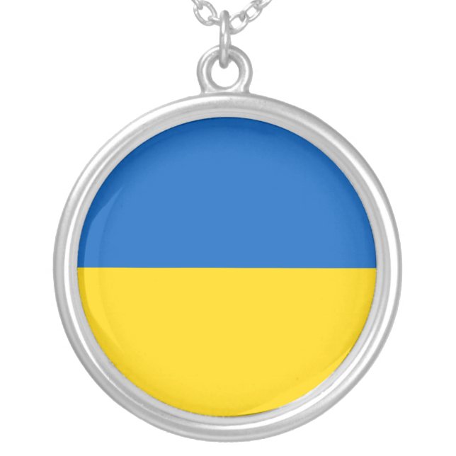 Ukraine Flag Silver Plated Necklace (Front)