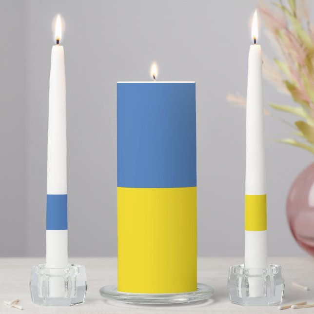 Ukraine Flag, Slava Ukraini Synyo-Zhovty Unity Candle Set (In Situ)