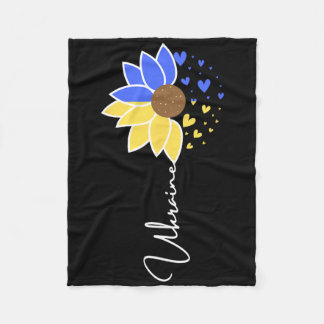 Ukraine Flag Sunflower Hearts Fleece Blanket