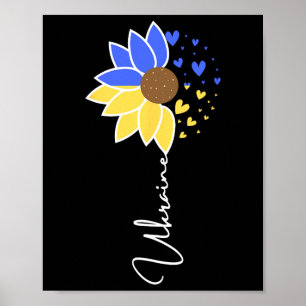 Ukraine Flag Sunflower Hearts Poster