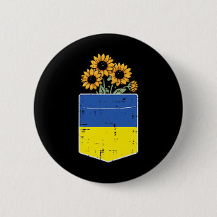 Ukraine Flag Sunflower Pocket Ukrainian Women Girl Button
