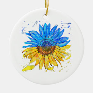 Ukraine Flag Sunflower Vintage Shirt Ukrainian Sup Ceramic Ornament