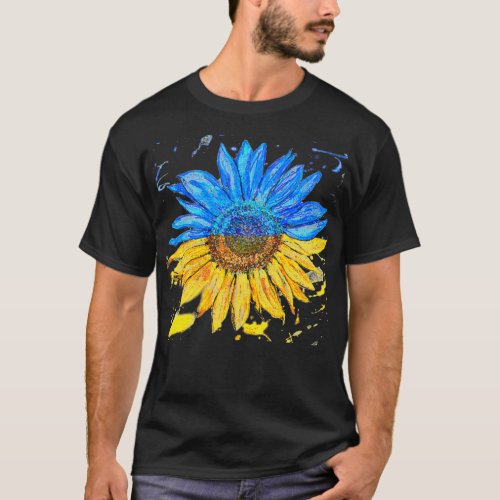 Ukraine Flag Sunflower Vintage  Ukrainian Support  T_Shirt