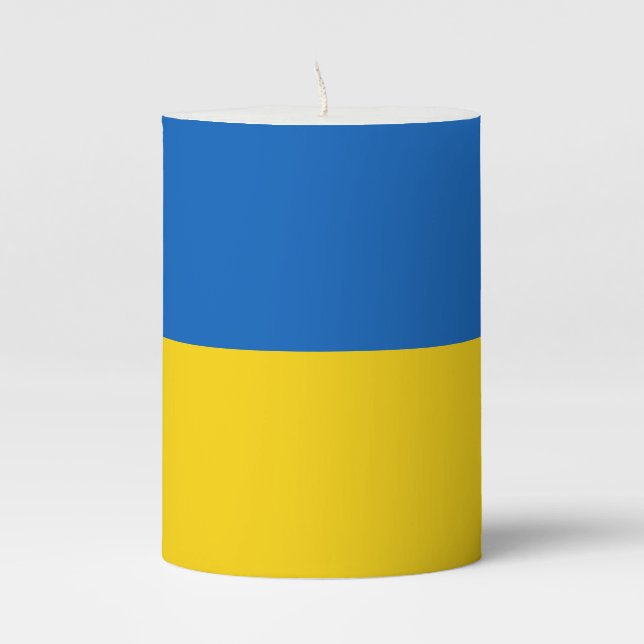 Ukraine Flag Support Blue Yellow Gold Ukrainian  Pillar Candle (Front)