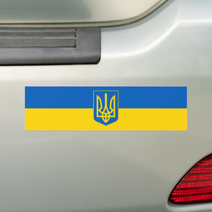 Ukraine Flag Trident Blue Yellow Ukrainian Bumper Sticker