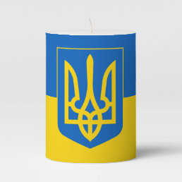 Ukraine Flag Trident Blue Yellow Ukrainian Pillar Candle