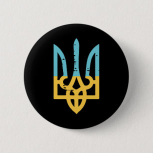 Ukraine Flag Trident Pocket Ukrainian Crest Women Button