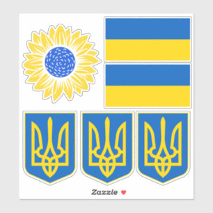 Ukraine Flag Trident Sunflower Ukrainian Support Sticker