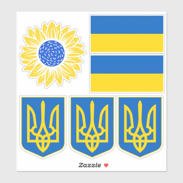 Ukraine Flag Trident Sunflower Ukrainian Support Sticker (Sheet)