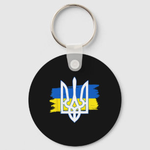 Ukraine Flag Trident - Ukrainian Tryzub Patriotic Keychain