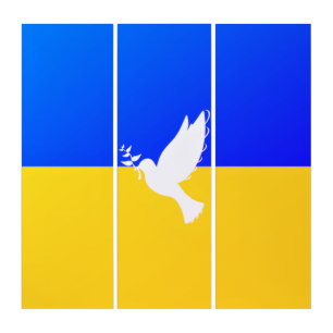 Ukraine Flag Triptych Dove of Peace - Freedom