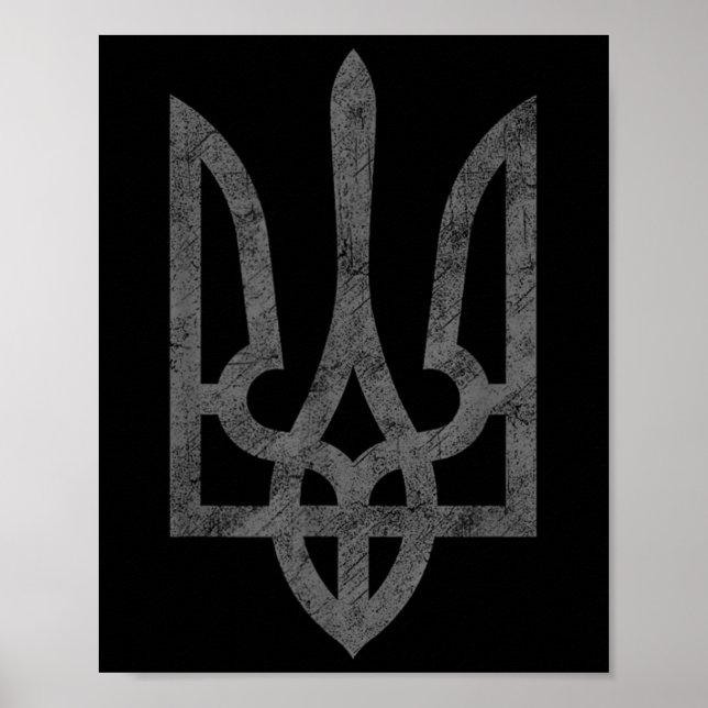 Ukraine Flag Ukraine Army Trident Symbol Middle Te Poster (Front)
