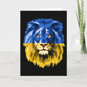 Ukraine Flag Ukrainian Lion Face Ukrainian Nationa Card