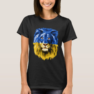 Ukraine Flag Ukrainian Lion Face Ukrainian Nationa T-Shirt