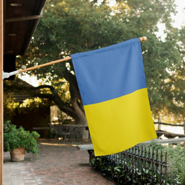 Ukraine Flag, Ukrainian Slava Ukraini Слава Україн House Flag (In SItu)