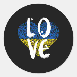 Ukraine Flag Ukrainian Ukraine Pride Heart 1 Classic Round Sticker