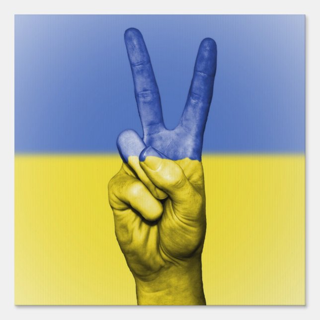 Ukraine Flag V Hand Peace and Love Sign (Front)