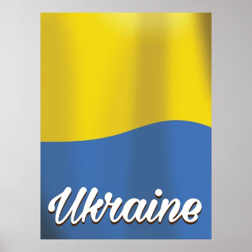 Ukraine flag vintage travel poster