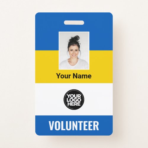 Ukraine Flag Volunteer Photo Logo Name Badge
