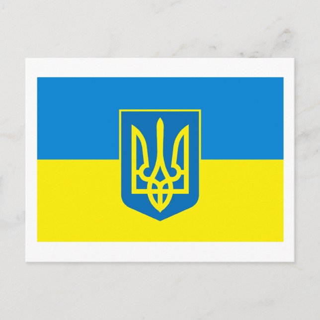 Ukraine Flag w COA Postcard (Front)