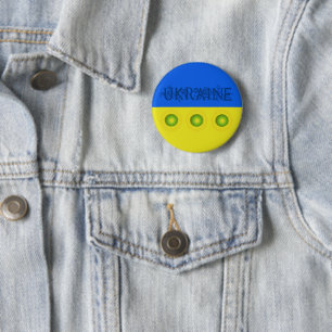 Ukraine Flag w Sunflowers Button
