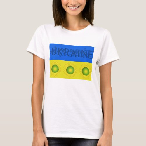 Ukraine Flag w Sunflowers T_Shirt