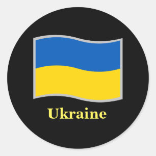Ukraine flag waving classic round sticker