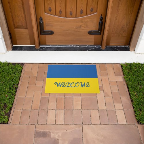 Ukraine flag welcome door mat