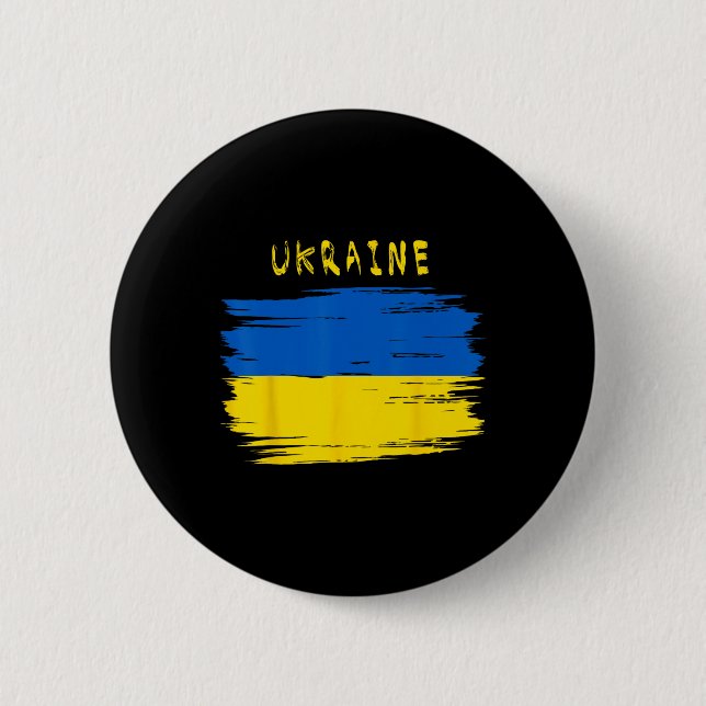 Ukraine Flag With Brush Stroke Style  Button (Front)