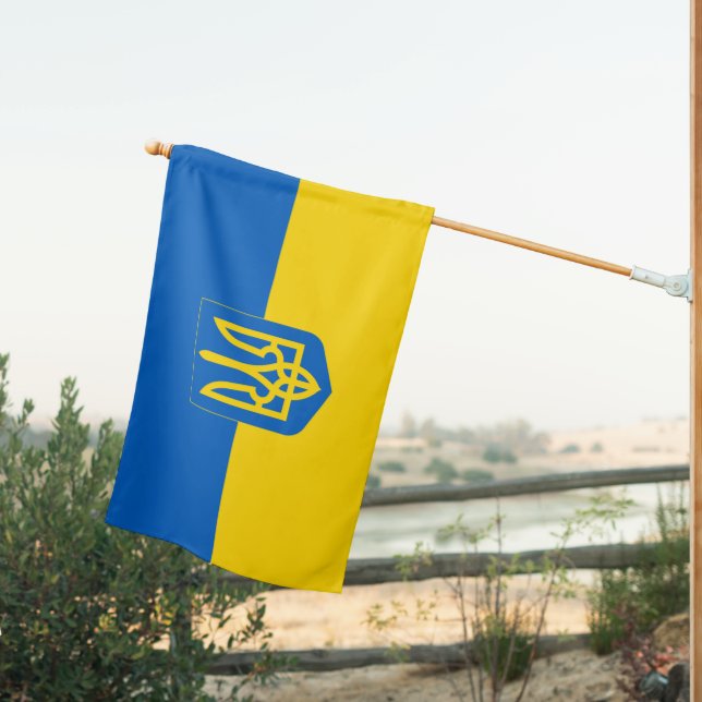 Ukraine flag with coat of arms (Insitu (Back))