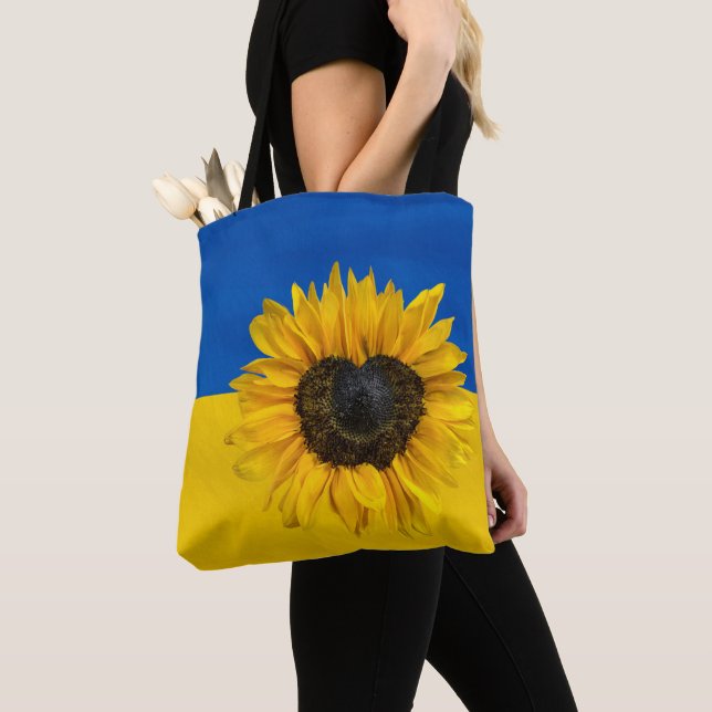 Ukraine Flag With Heart Sunflower   Tote Bag (Close Up)