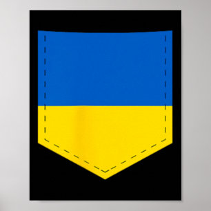 Ukraine Flag With Printed Ukrainian Flag Pocket  Poster