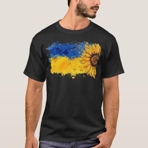 Ukraine Flag With Sunflower Left Country T_Shirt